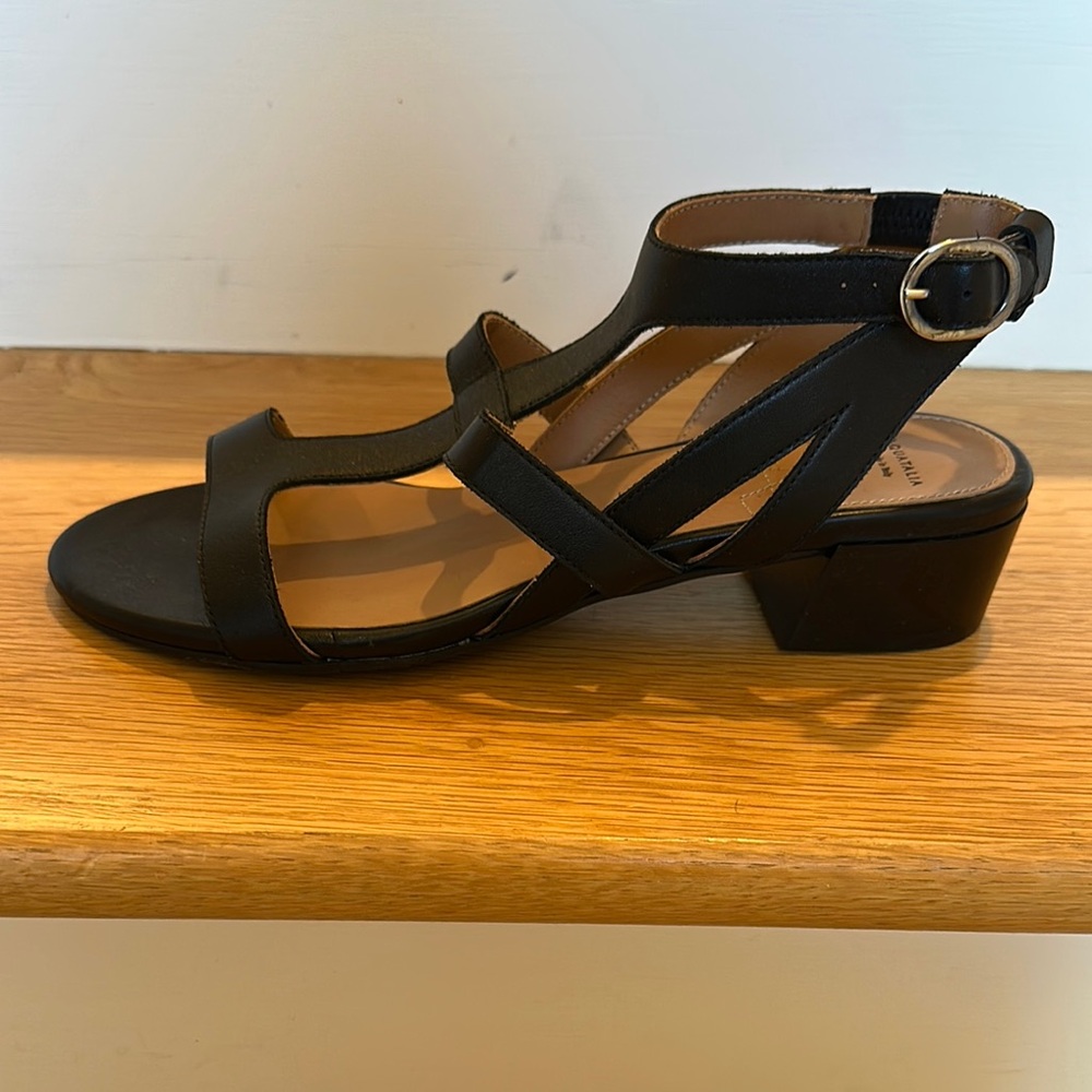 Aquatalia size 9 black sandal with chunky heel